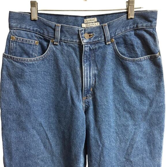 VTG 90s L.L. BEAN Flannel Lined Original Fit High Rise Straight Leg Jeans SZ 10P - Picture 2 of 9